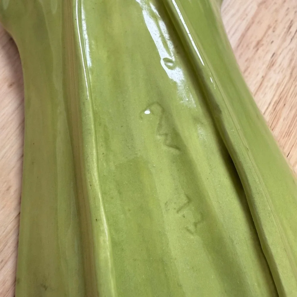 Vintage Green Ceramic Celery Dish Kitchen Decor Tableware Vegetable Tray Mid Mod